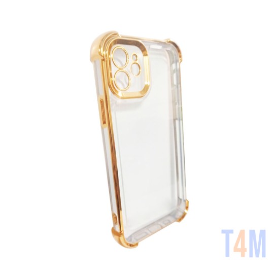 Hard Silicone Case with Camera Lens Q Series for Apple iPhone 12 Gold